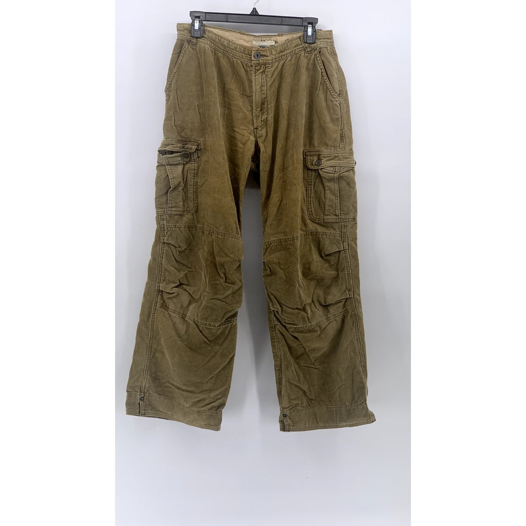 SUNNY CLOUDS Men's Brown Corduroy Baggy-Fit Straight-Leg Cargo Pants SZ 30