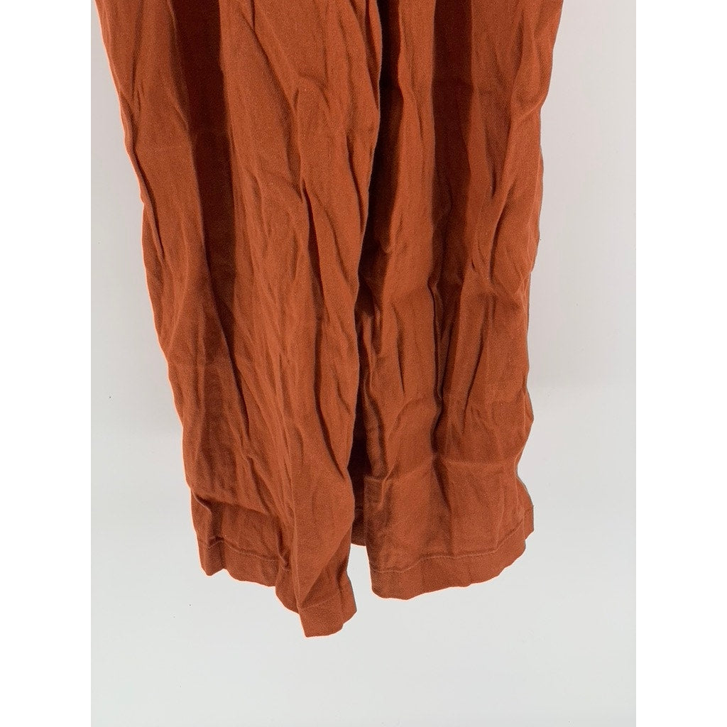 EXPRESS Women's Burnt Orange Straight-Neck Linen-Blend Jumpsuit SZ XS