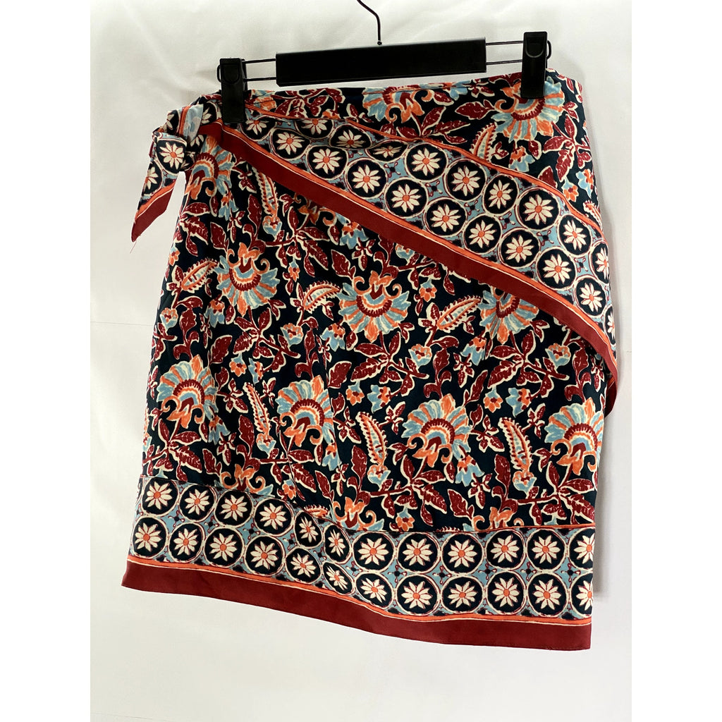 SHEIN Women's Black/Multi Printed Lightweight Mini Wrap Skirt SZ One Size