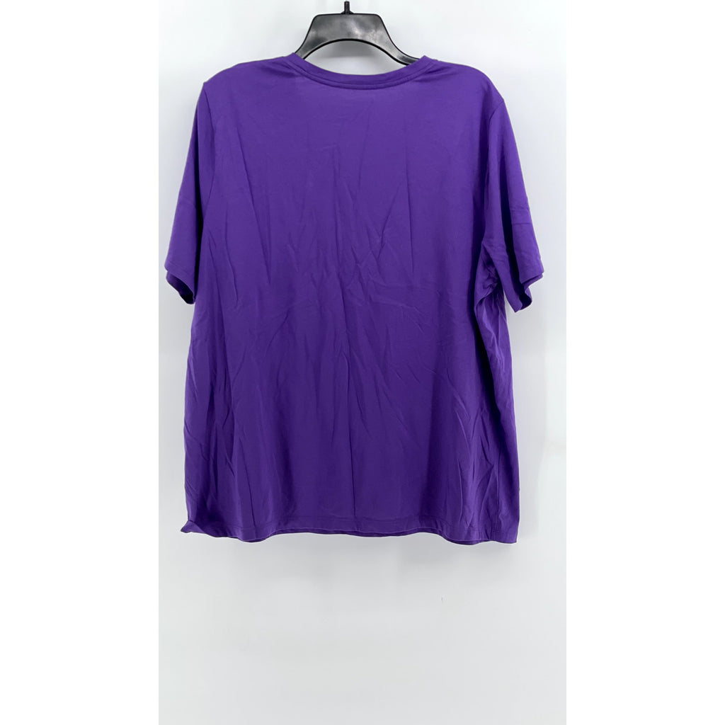 LANDS' END Women's Plus Purple V-Neck Short Sleeve Casual Top SZ 1X