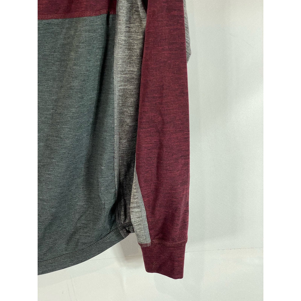 AMERICAN EAGLE Men's Burgundy/Grey Colorblock Crewneck AE Flex T-Shirt SZ S