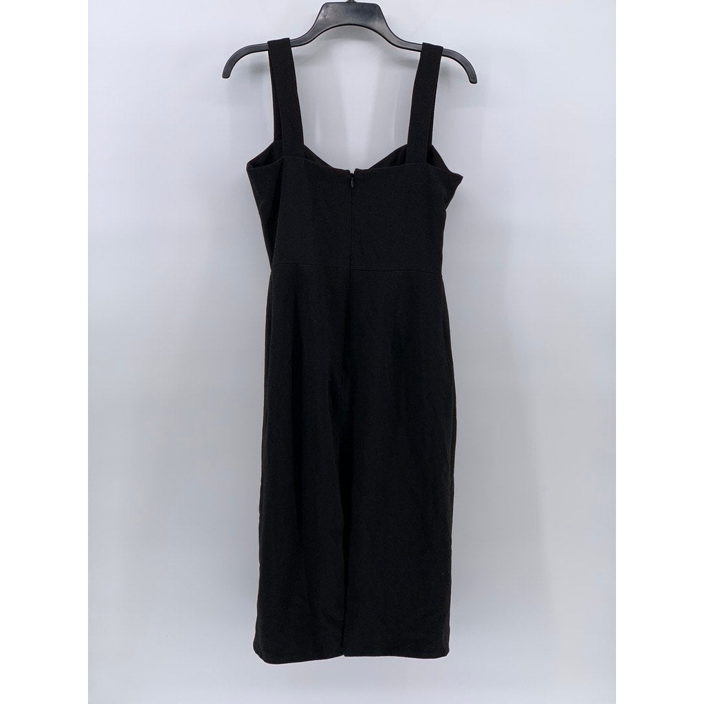 DRESS THE POPULATION Women's Black Solid Sleeveless Bodycon Midi Dress SZ M
