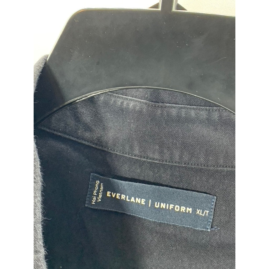 EVERLANE Men's Tall Black Solid Uniform Regular-Fit Button-Up Shirt SZ XL/T