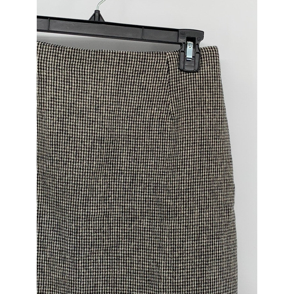 UNBRANDED Women's Black-White Houndstooth Straight Wool-Blend Mini Skirt SZ 6