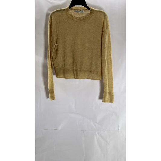 ZARA Women's Tan Crewneck Knit Wool-Blend Pullover Sweater SZ M