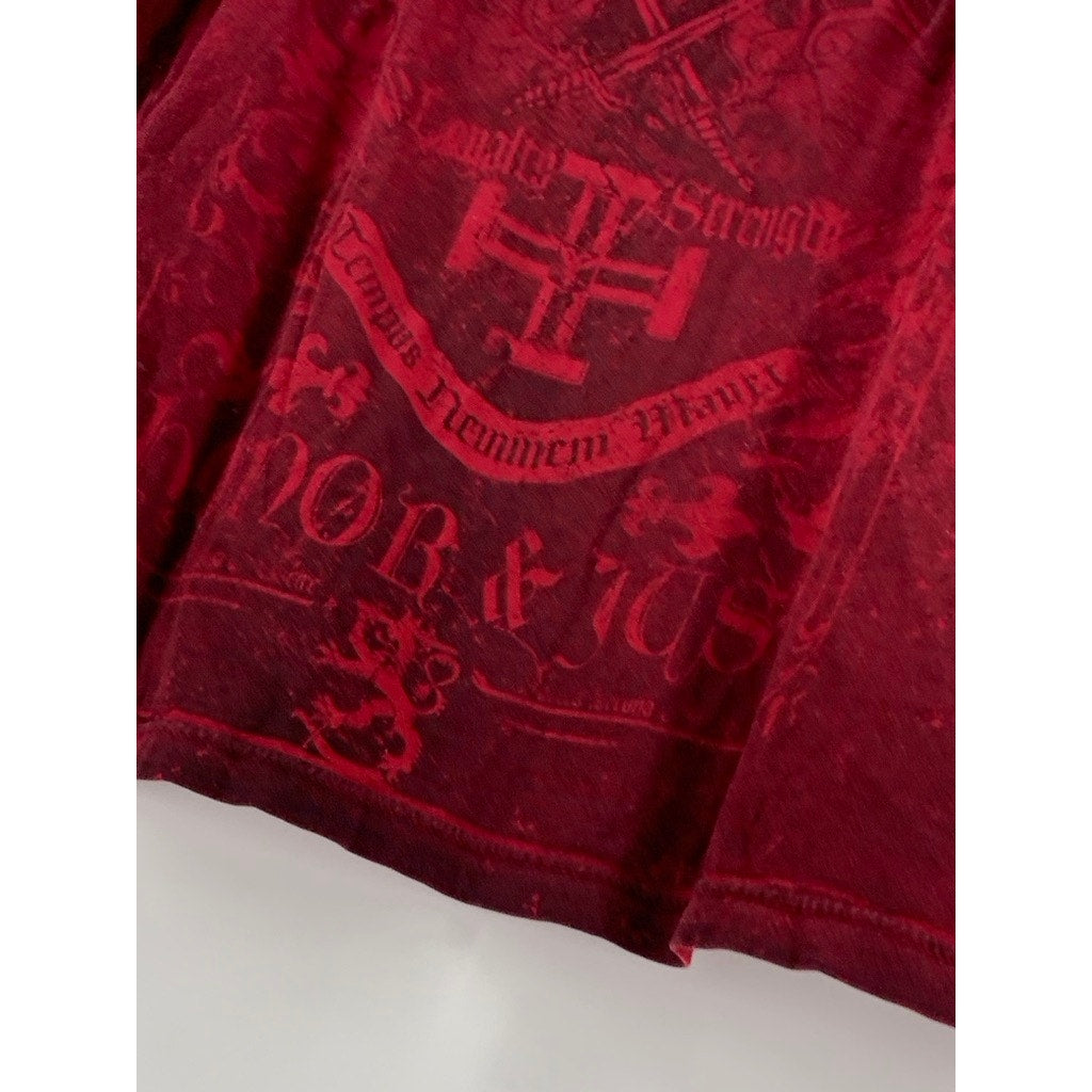 HELIX Men's Red Y2K Crewneck Short Sleeve Graphic T-Shirt SZ XL