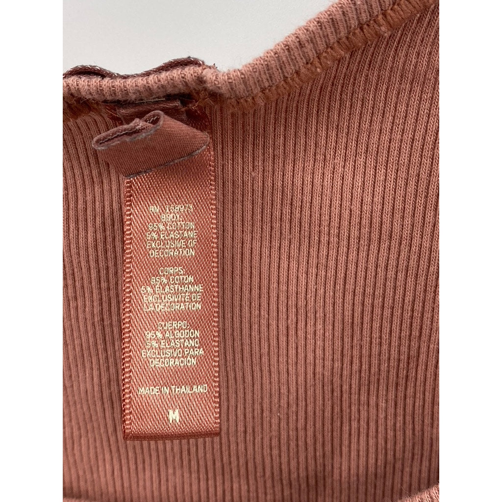UNBRANDED Women's Rust Ribbed Scoop-Neck Casual Tank Top SZ M