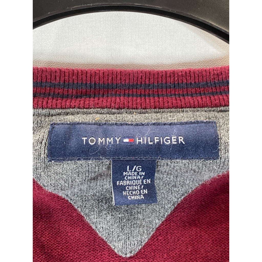 TOMMY HILFIGER Men's Sonoma Red V-Neck Pullover Sweater SZ L