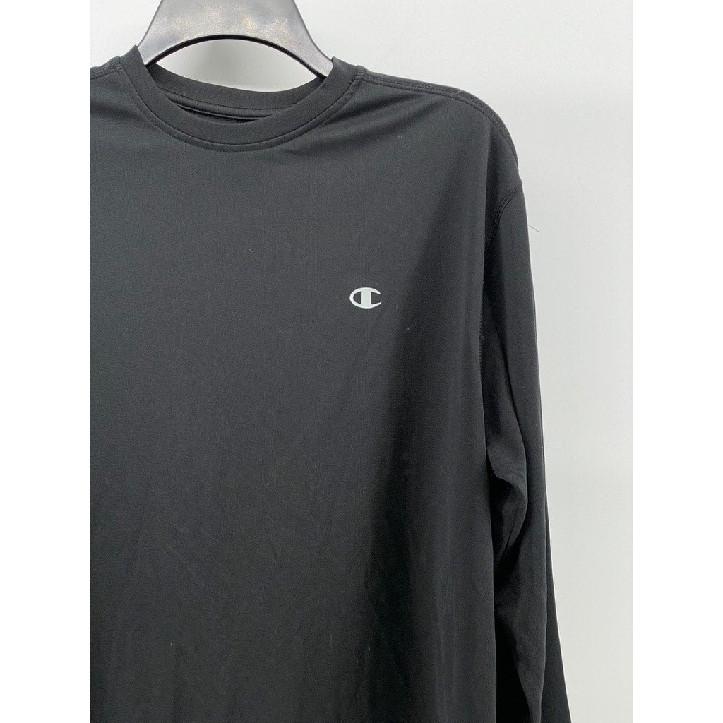 CHAMPION Men's Black Crewneck Long Sleeve Active T-Shirt SZ M