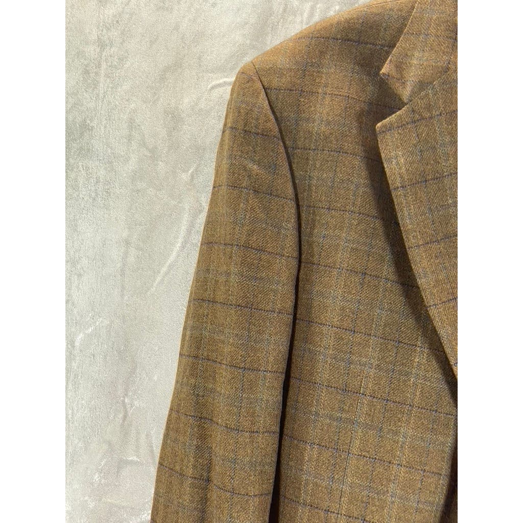 MICHAEL MICHAEL KORS Men's Long Tan Windowpane Two-Button Sport Coat SZ 43L