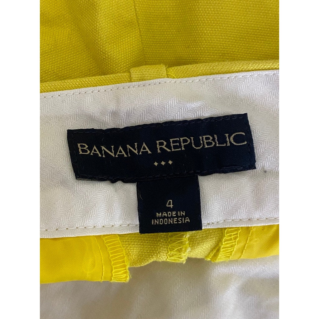 BANANA REPUBLIC Women's Golden Green Regular-Fit Solid Button Bermuda Shorts SZ4