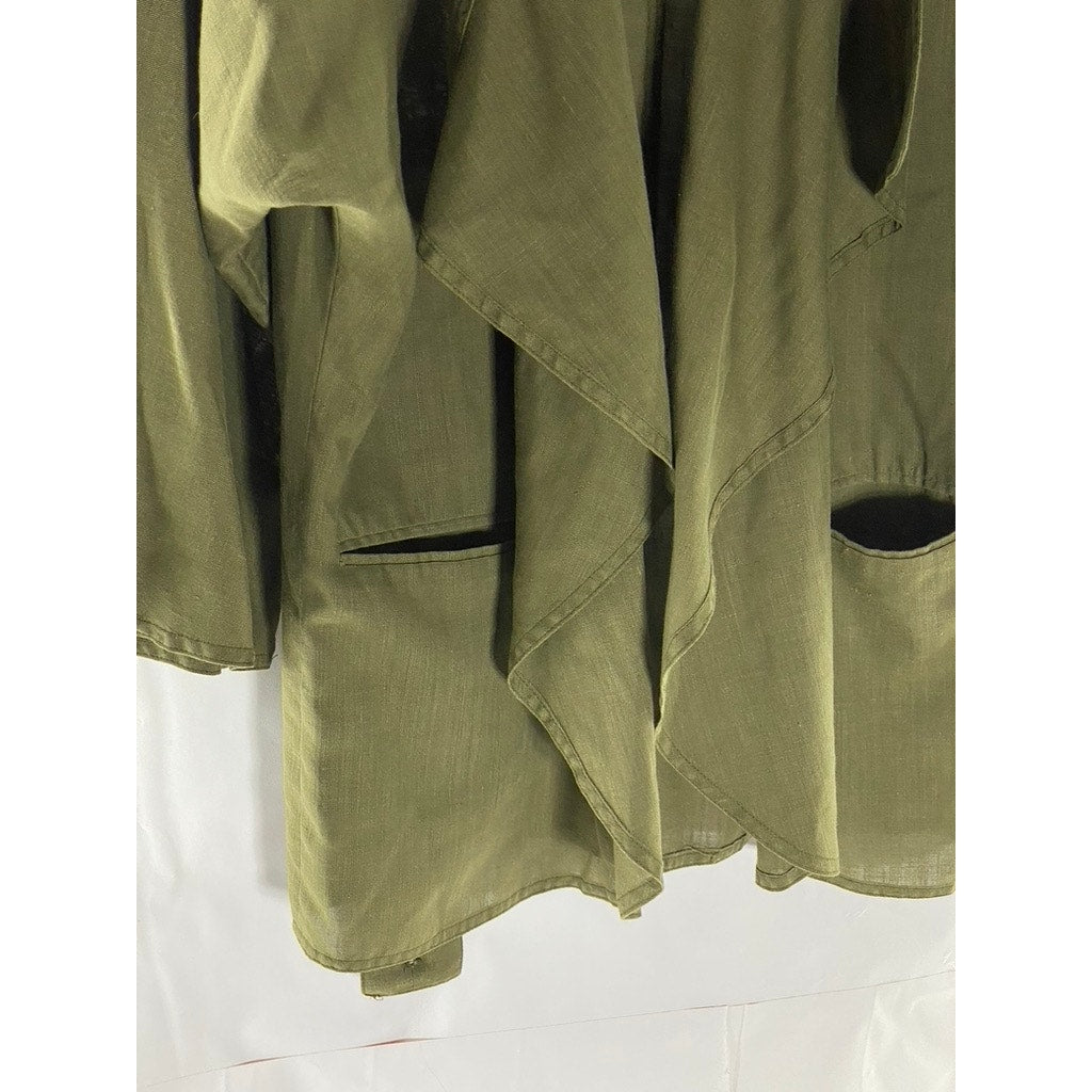 MARIE LOUISE DE CONINCK Women's Vintage Olive Green Open Front Jacket SZ 38(US8)