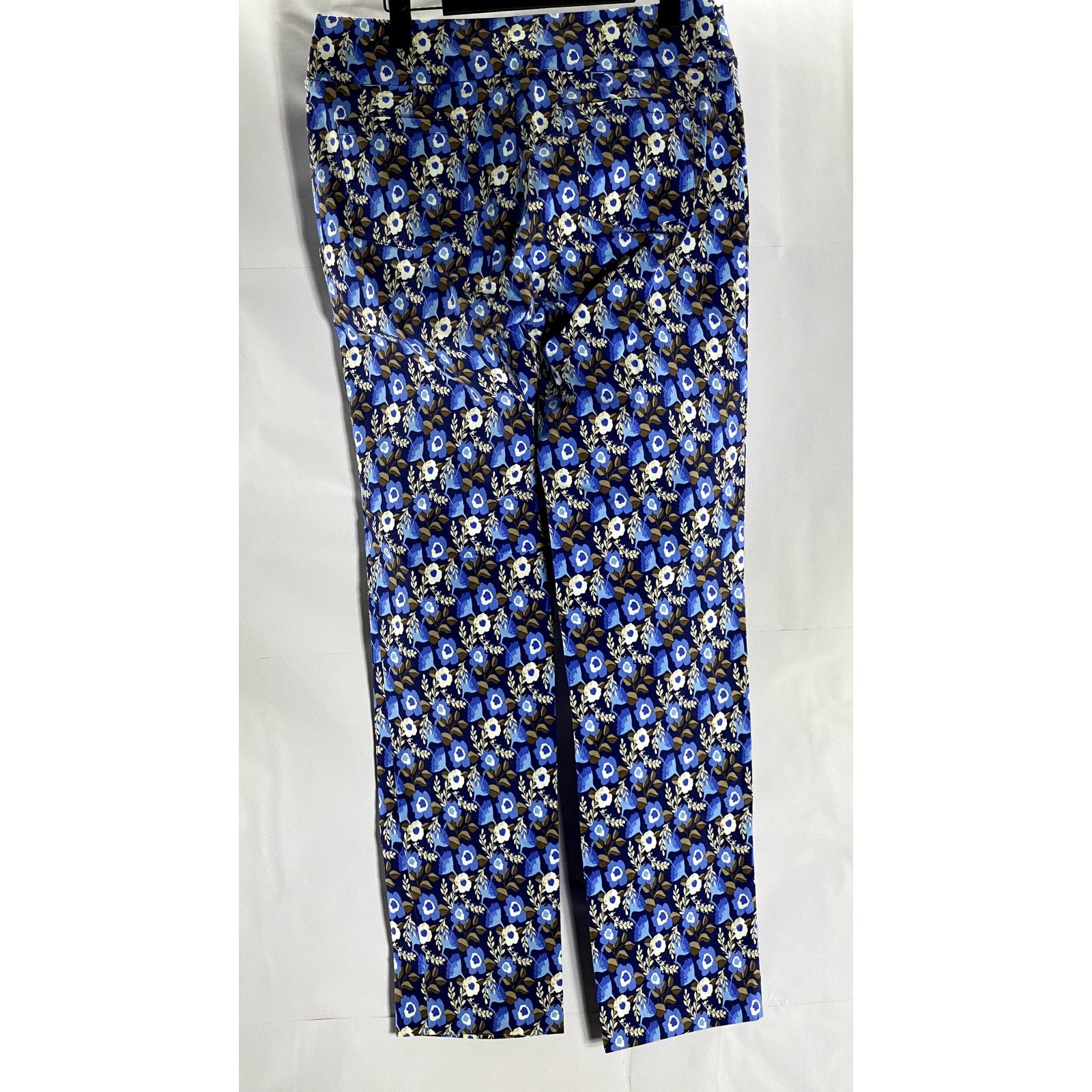 J. MCLAUGHLIN Women's Blue/Brown Printed Masie Pull-On Ankle Pant SZ 8