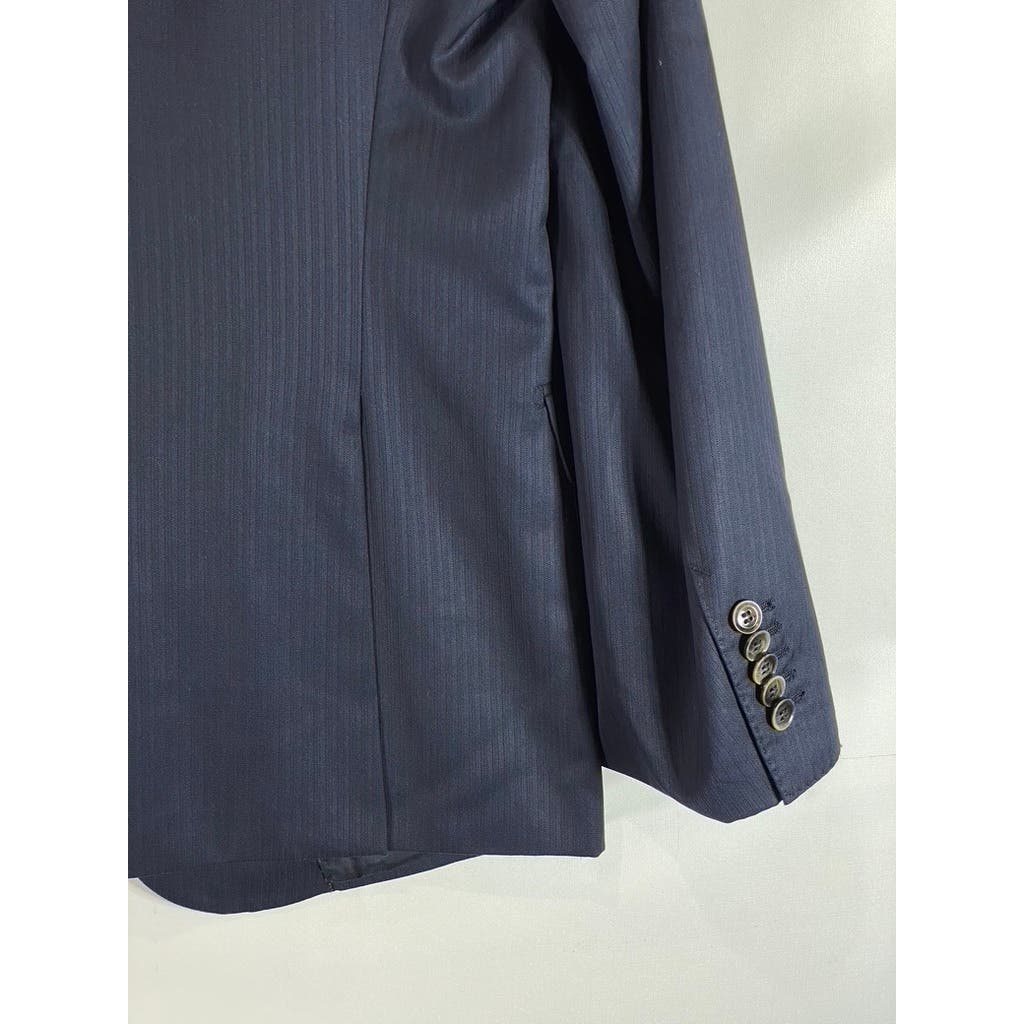 BOSS HUGO BOSS Men's Navy Tailored Wool-Silk Two-Button Suit Jacket SZ 42R