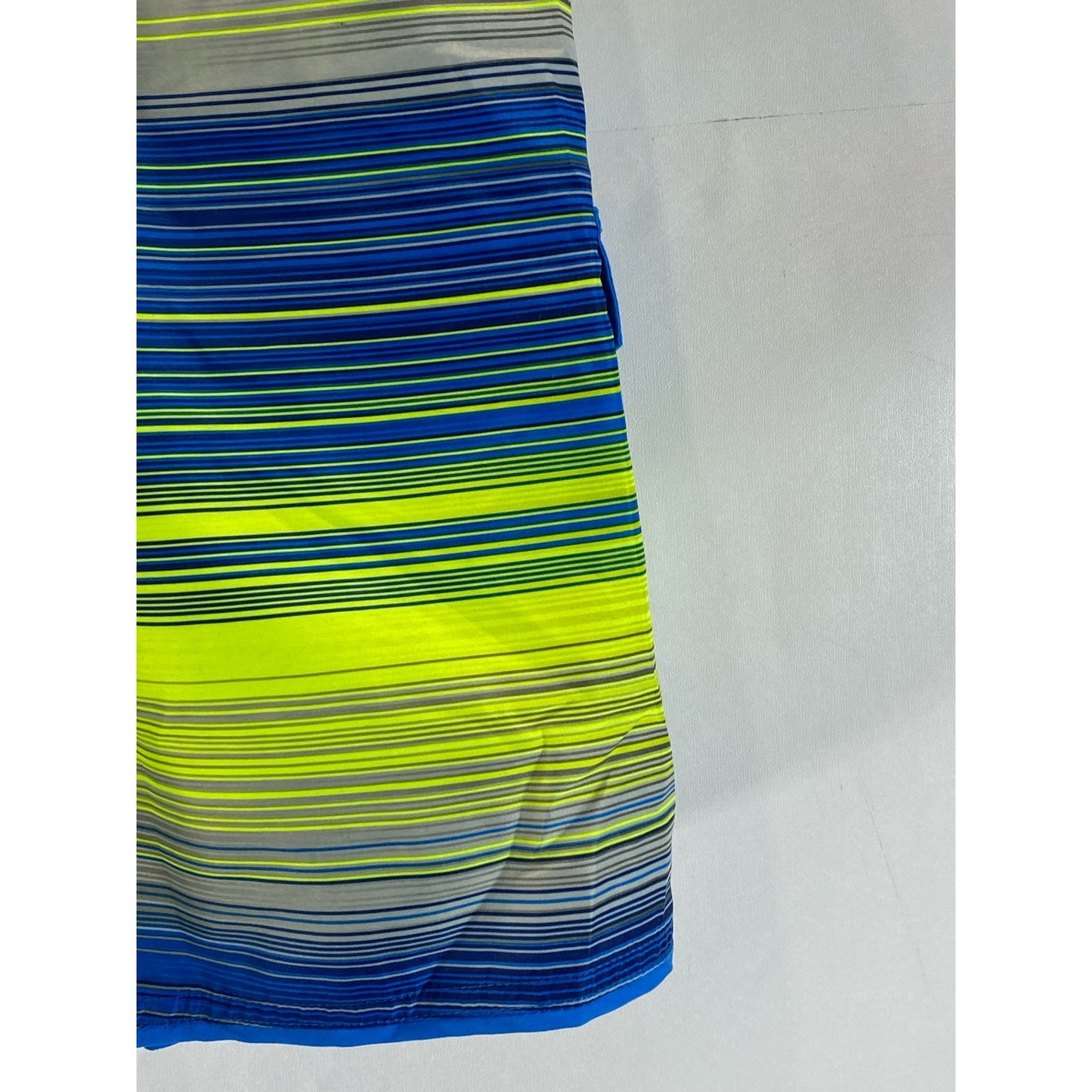 NIKE Men's Blue/Neon Green Mesh Lined Drawstring Pull-On Swim Trunks SZ M