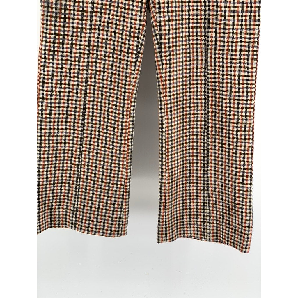 TORY BURCH Women's Orange-Black-Beige Gingham Flare Pants SZ 8(L)