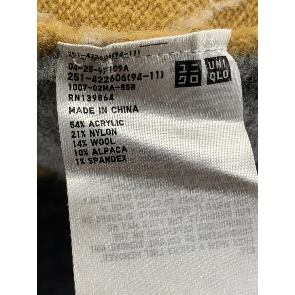 UNIQLO Ines De La Fressange Women's Gray-Yellow Argyle Button-Up Cardigan SZ S