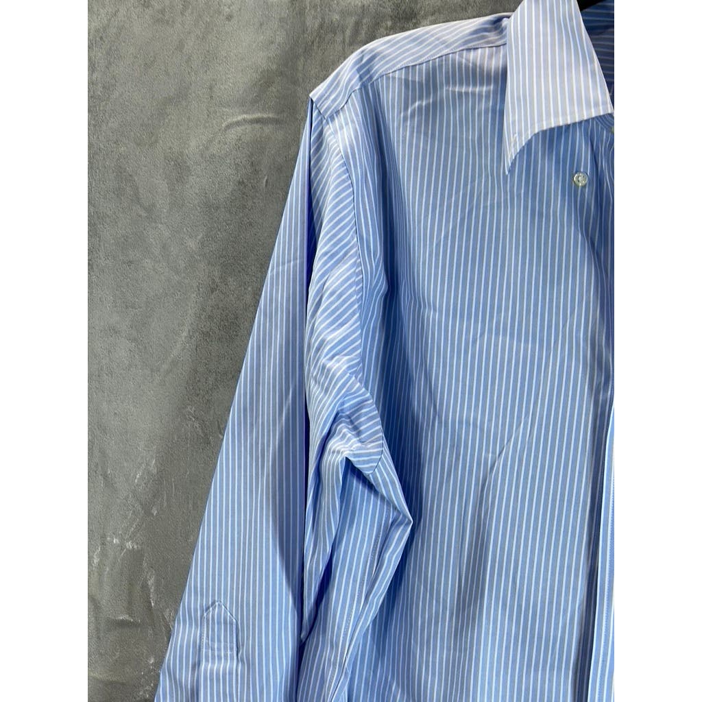 BROOKS BROTHERS Men's Blue Striped Regent-Fit Button-Up Dress Shirt SZ 16.5/32