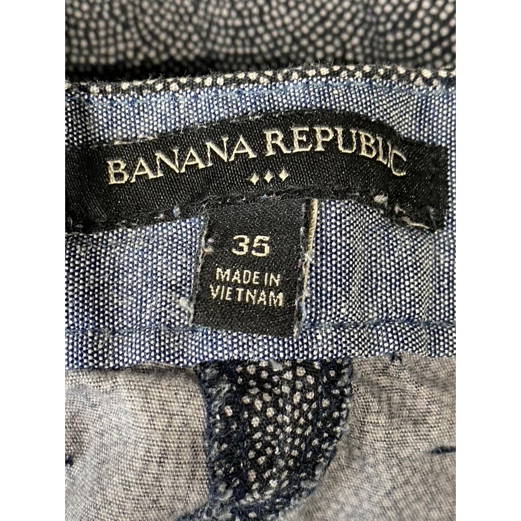 BANANA REPUBLIC Men's Black/Gray Cotton Twill Stretch Shorts SZ 35