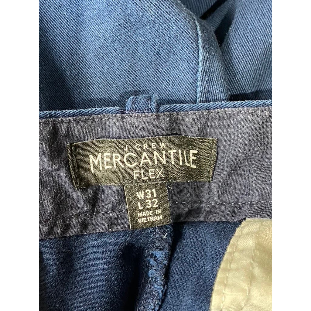 J.CREW Men's Dark Blue Mercantile Flex Slim-Fit Four-Pocket Pants SZ 31X32