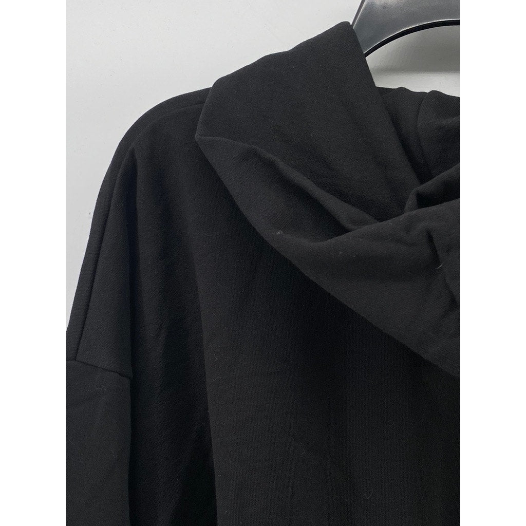 UNBRANDED Unisex Adult Black Solid Casual Pullover Hoodie SZ L