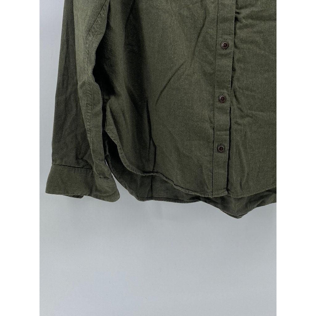 UNIQLO Women's Olive Green Soft Brushed Button-Up Long Sleeve Top SZ XS
