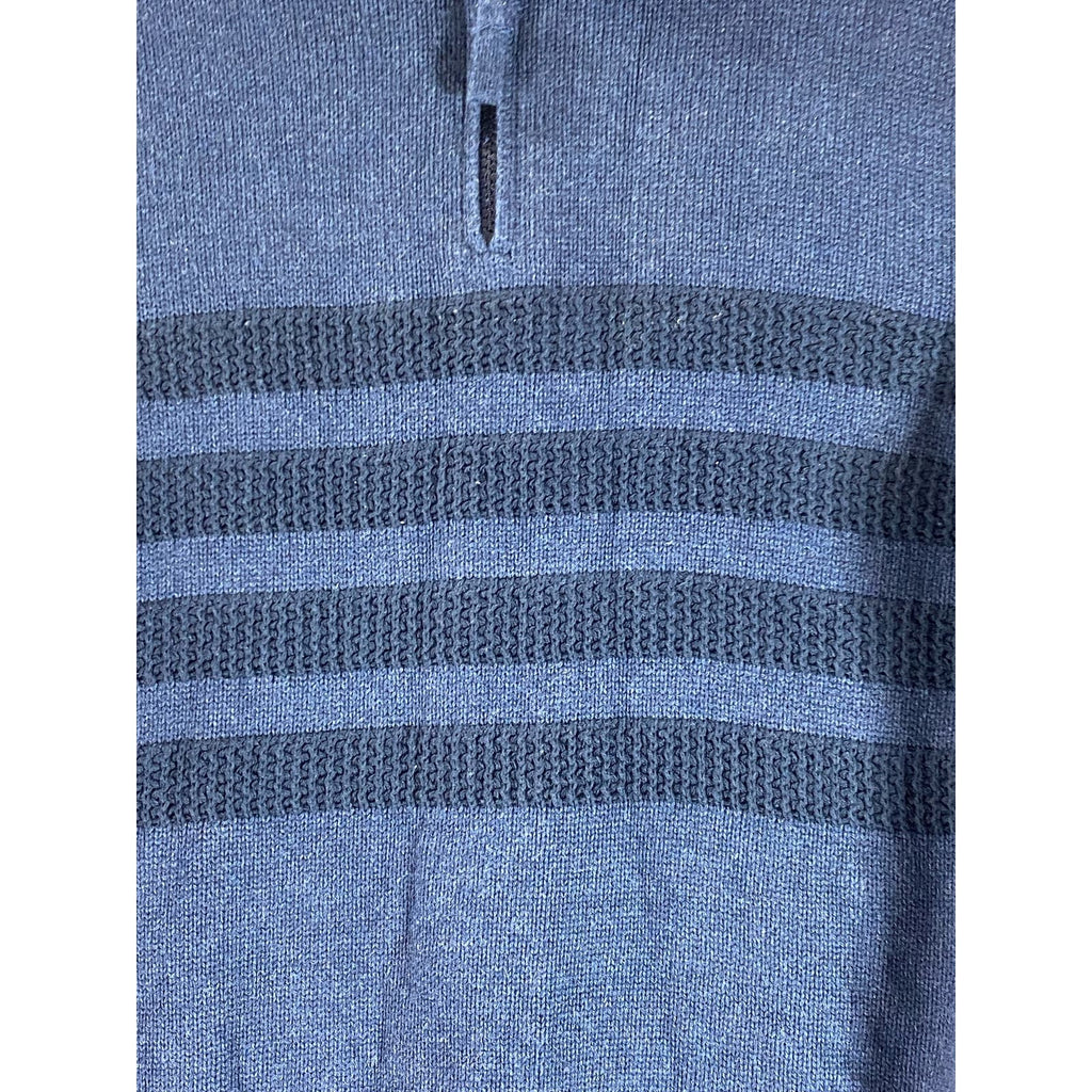 TAHARI Men's Blue Striped Knit Quarter-Zip Pullover Sweater SZ M