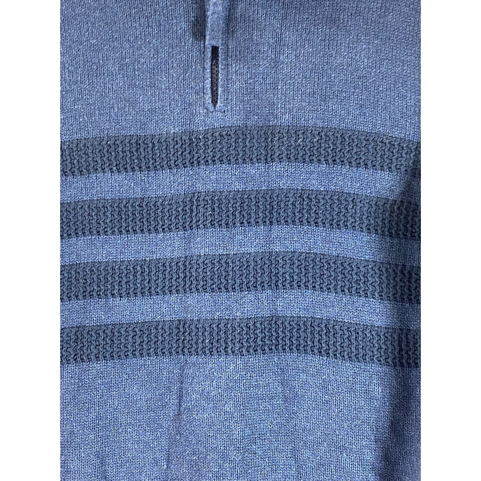 TAHARI Men's Blue Striped Knit Quarter-Zip Pullover Sweater SZ M