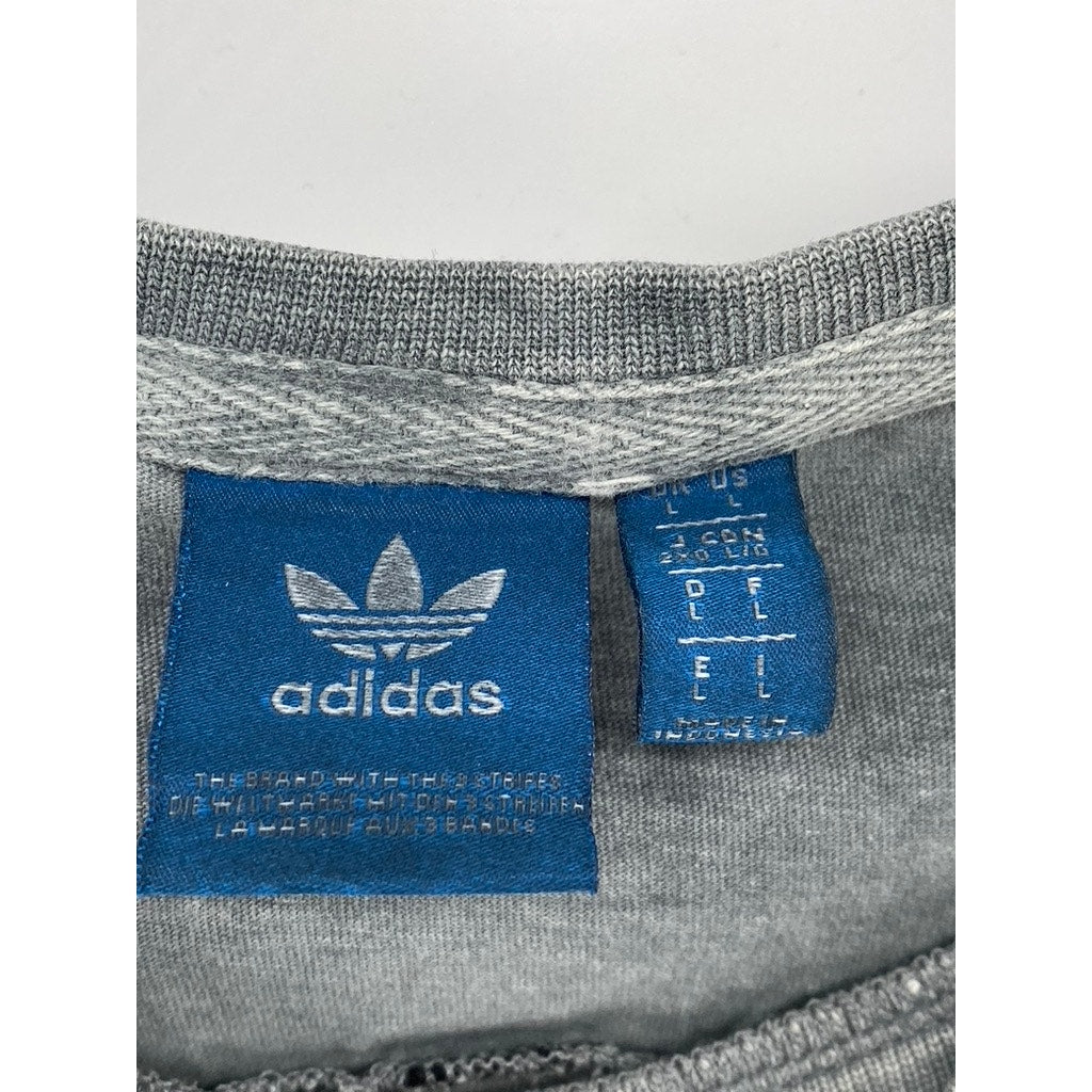 ADIDAS Men’s Dark Gray Mineral Wash Crewneck ST Mod Long Sleeve T-Shirt SZ L