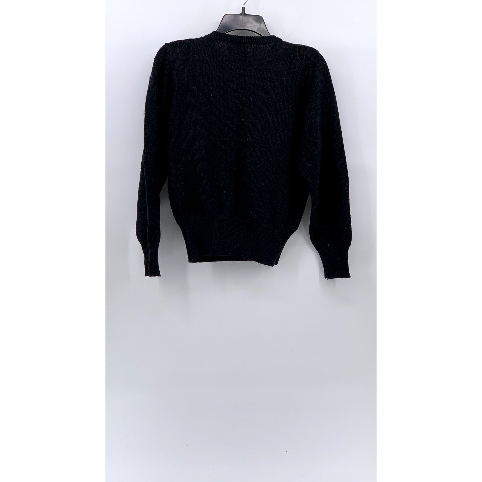 SPANNER IMPORTS Women's Black Vintage 90's Leaf Embroidered Knit Sweater SZ S