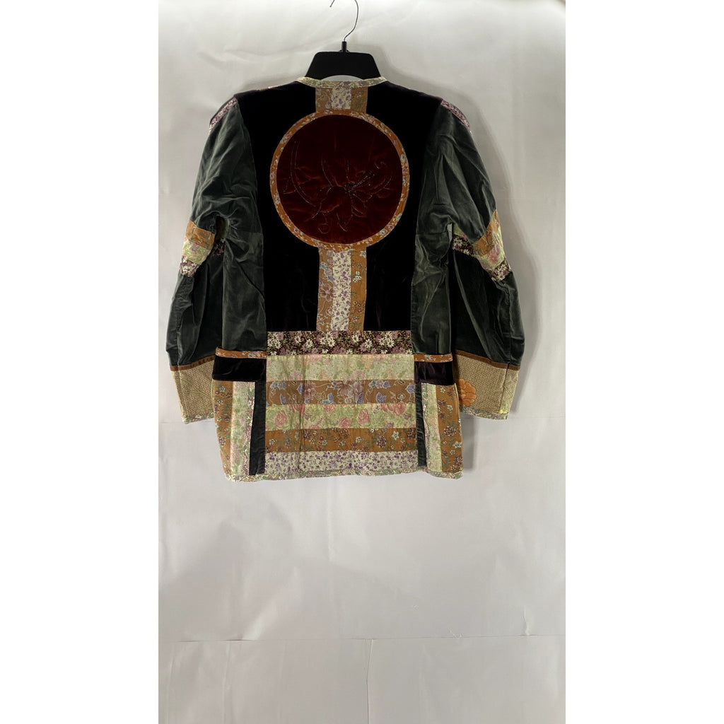 PENELOPE HYDE Women's Multi Velvet Quilted Floral Loop-Button Jacket SZ M