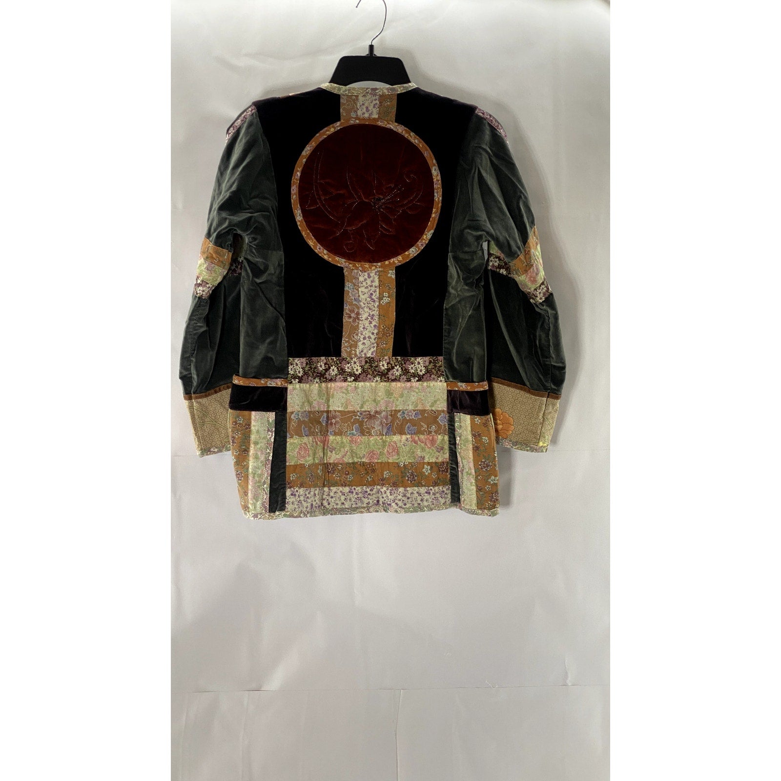 PENELOPE HYDE Women's Multi Velvet Quilted Floral Loop-Button Jacket SZ M