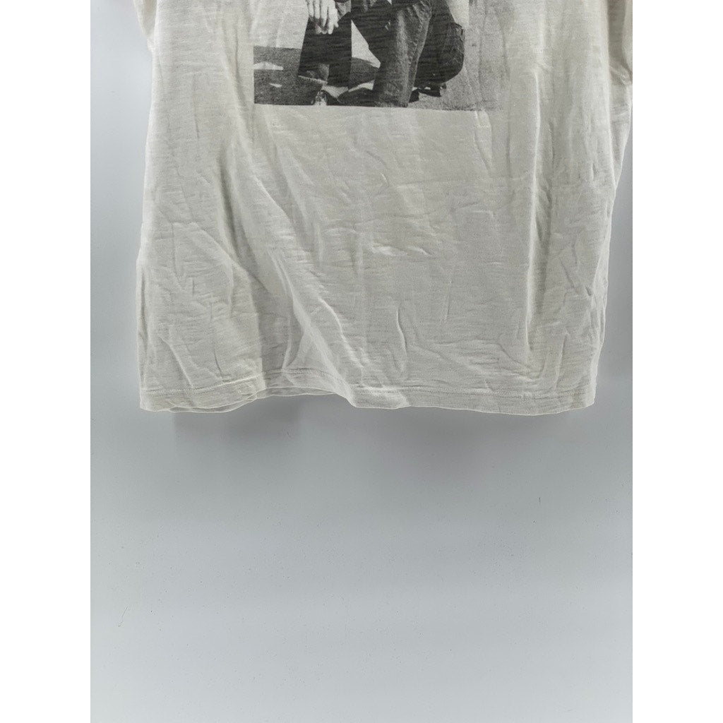 HIRO CLARK Men's White-Black Graphic Crewneck Short Sleeve Casual T-Shirt SZ M