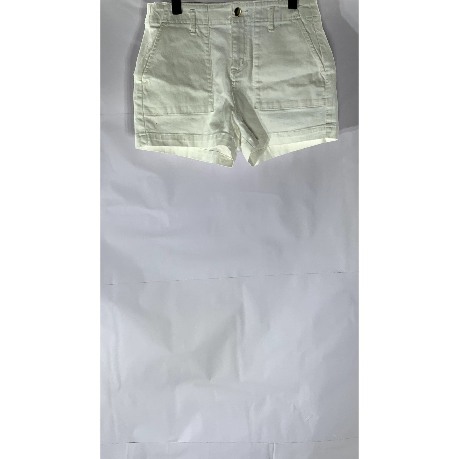 LOFT Women's White Solid Patch Pocket High-Rise Denim Shorts SZ 25