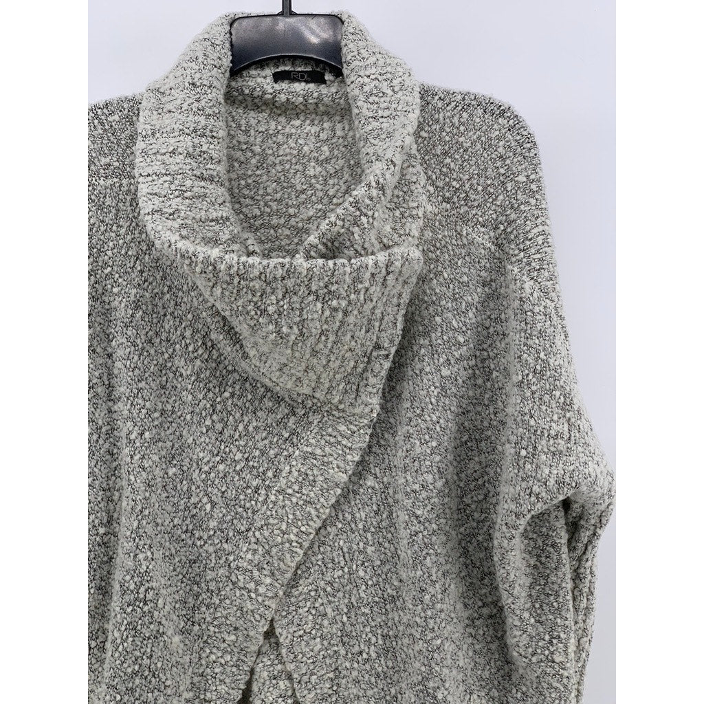 RDI Women's Gray Marled Cowl-Neck Asymmetrical Poncho SZ L