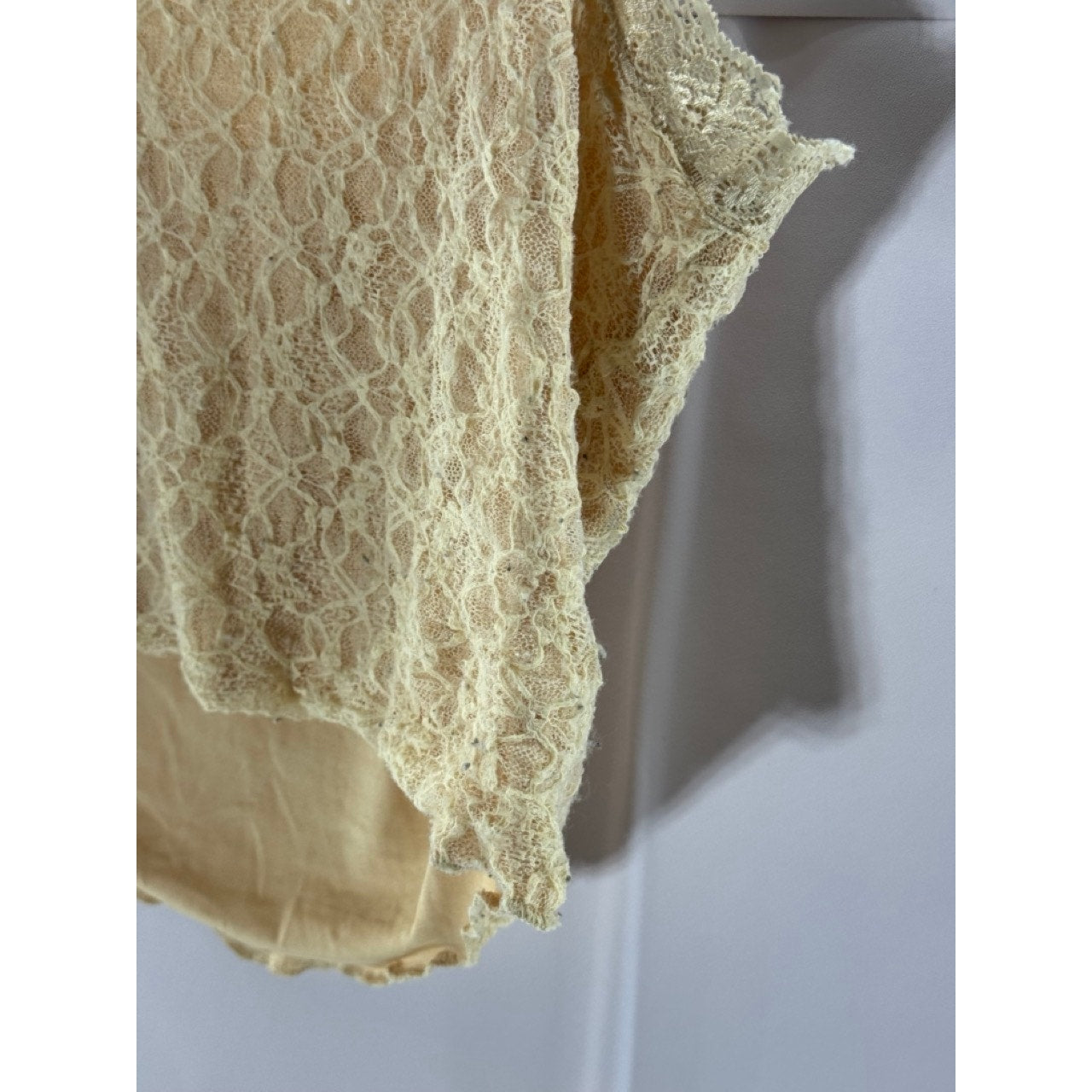 SHEIN ICON Women's Beige Straight-Neck Lace Tie-Front Tank Top SZ S