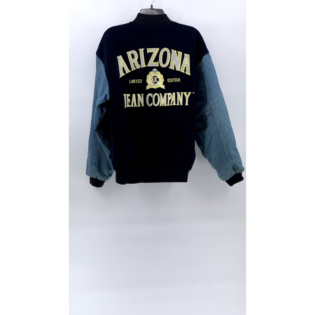ARIZONA JEAN COMPANY Men's Blue-Navy Vintage 90's Button-Up Varsity Jacket SZ M