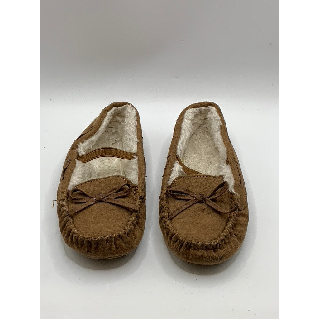 UNBRANDED Little Girls' Tan Faux-Fur Moccasin Slippers SZ 11
