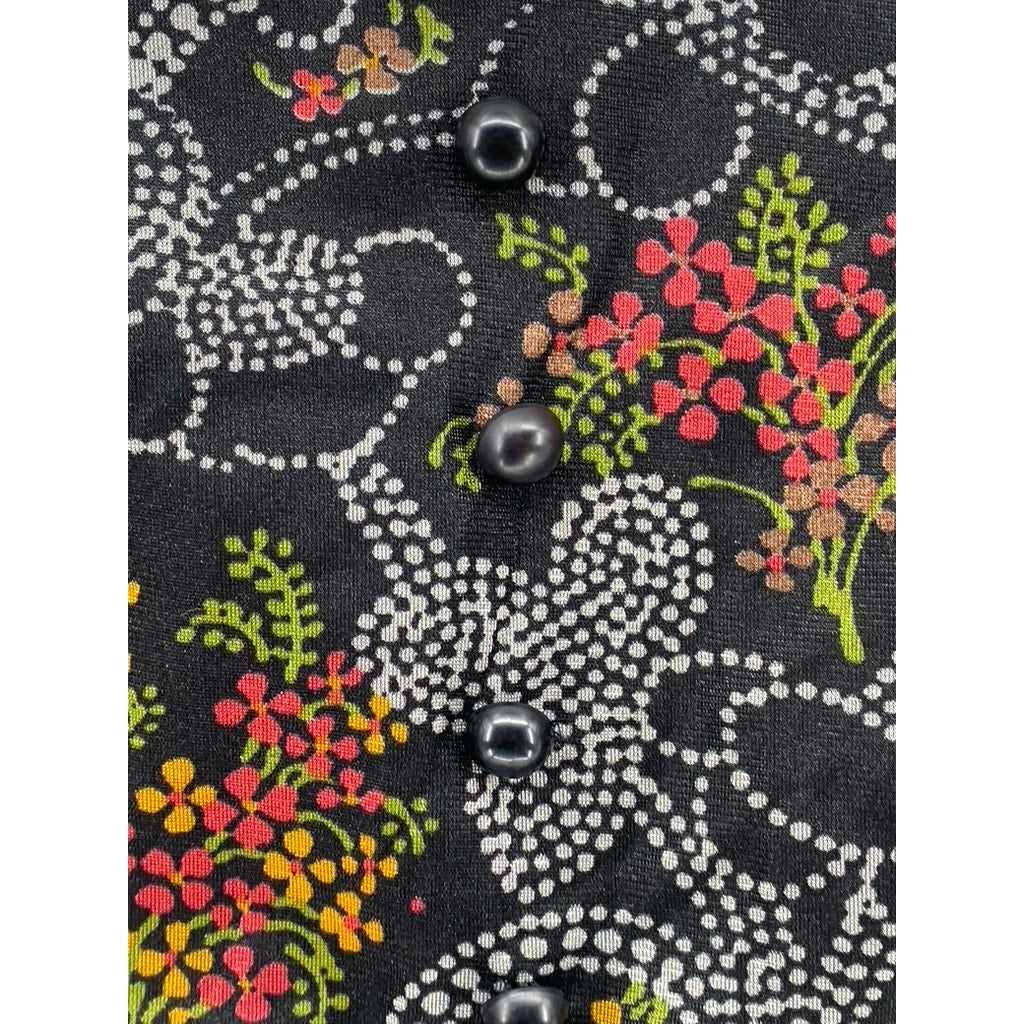 UNBRANDED Black Floral Sheer Long Sleeve A-Line Crewneck Mini Dress SZ S