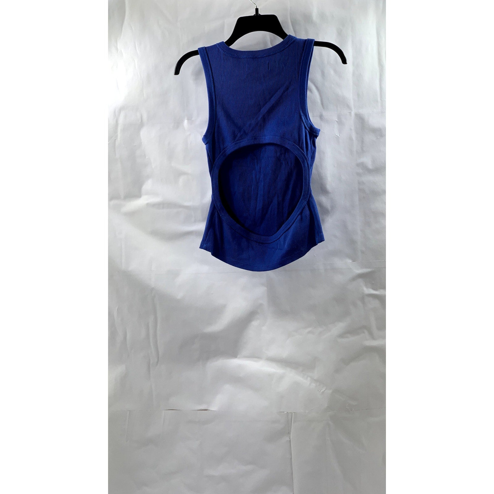 EVERLANE Women's Dark Blue Crewneck Ribbed Cutout Tank Top SZ XS