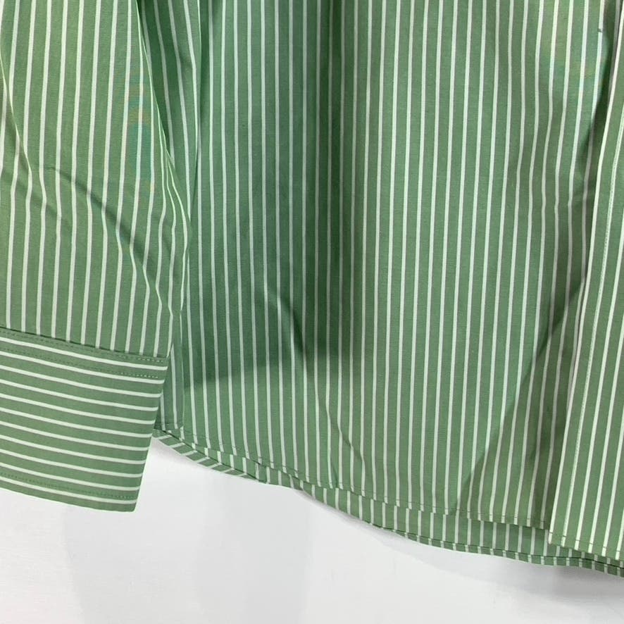 EDDIE BAUER Men's Tall Green Striped Relaxed-Fit Button-Up Shirt SZ L/T