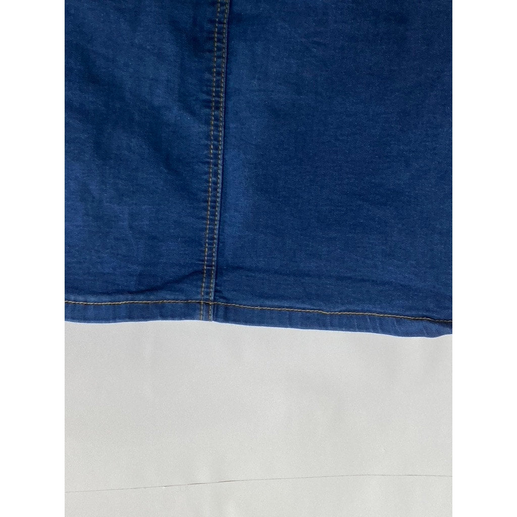 BOOHOO DENIM Women's Dark Blue Button-Front Straight Mini Skirt SZ 10