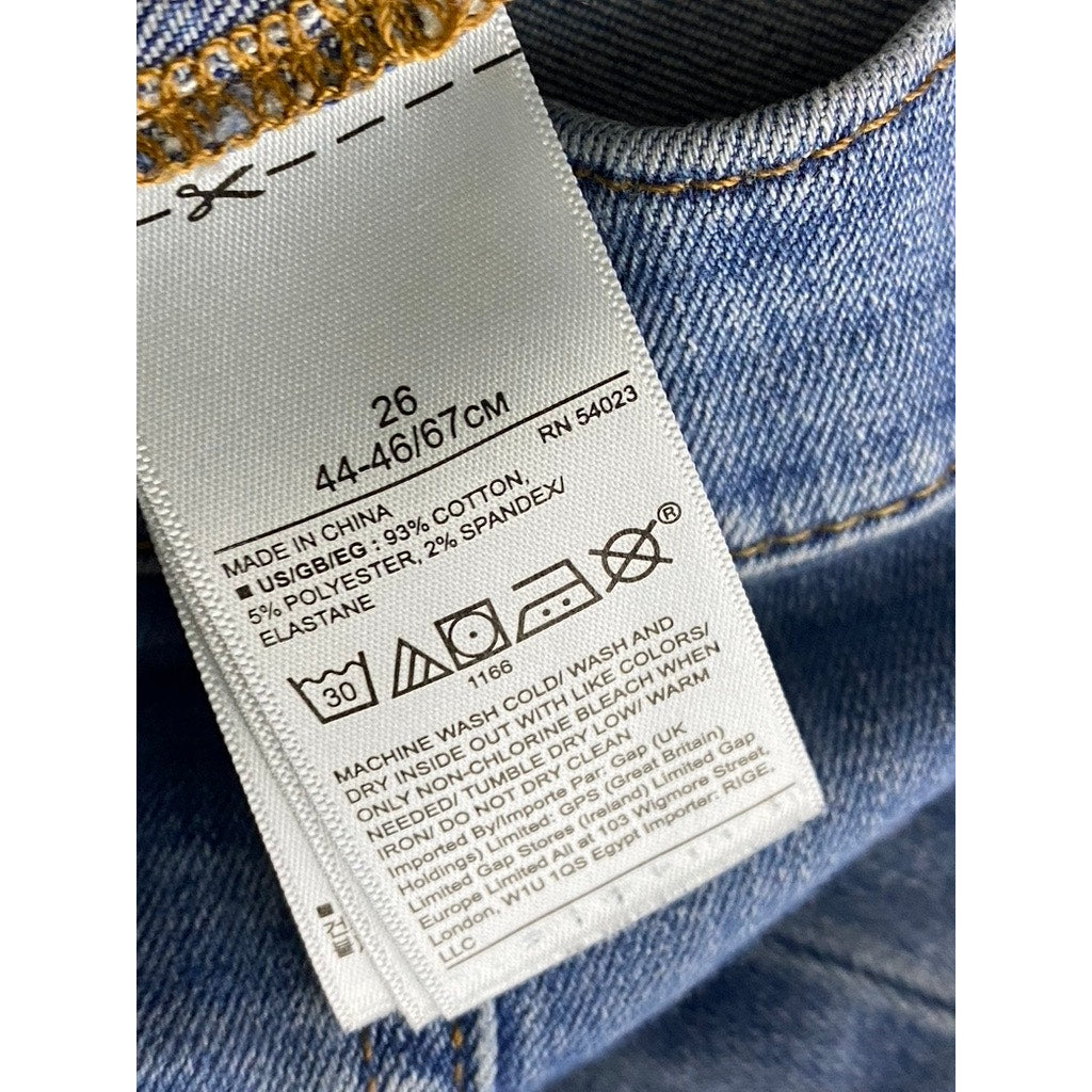 GAP Women's Light Indigo Blue Denim High-Rise Distressed True Skinny Jean SZ 26