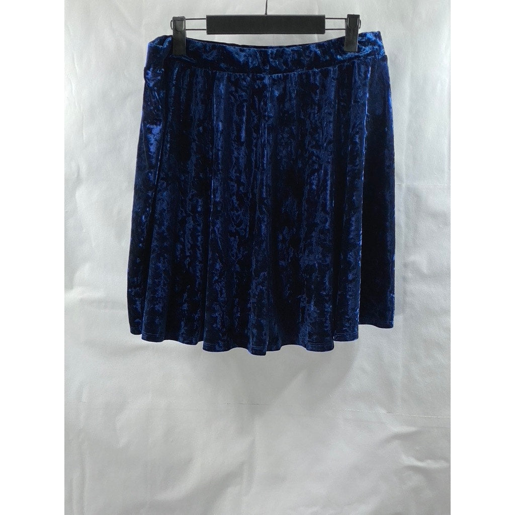 FOREVER 21 Women's Plus Size Blue Crushed Velvet A-Line Mini Skirt SZ 1X