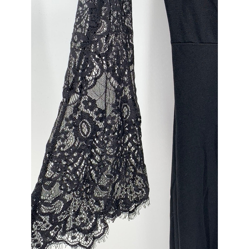 SCARLET DARKNESS Women's Black Long Sleeve Lace Midi Dress SZ S
