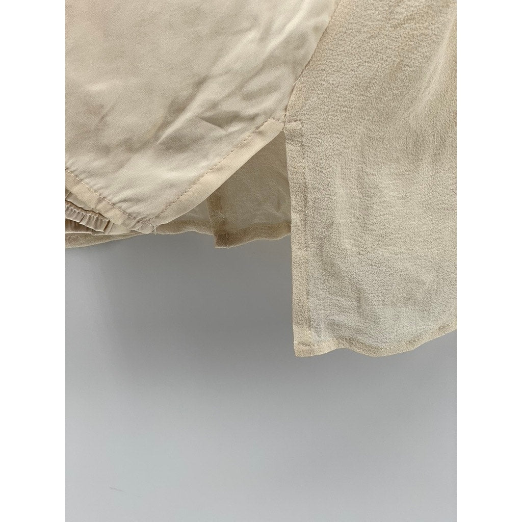 DOLCE VITA Women's Beige Pleated Button-Up Long Sleeve Top SZ XS