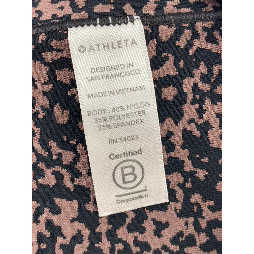 ATHLETA Women's Brown-Black Printed Salution Stash High-Rise Leggings SZ M