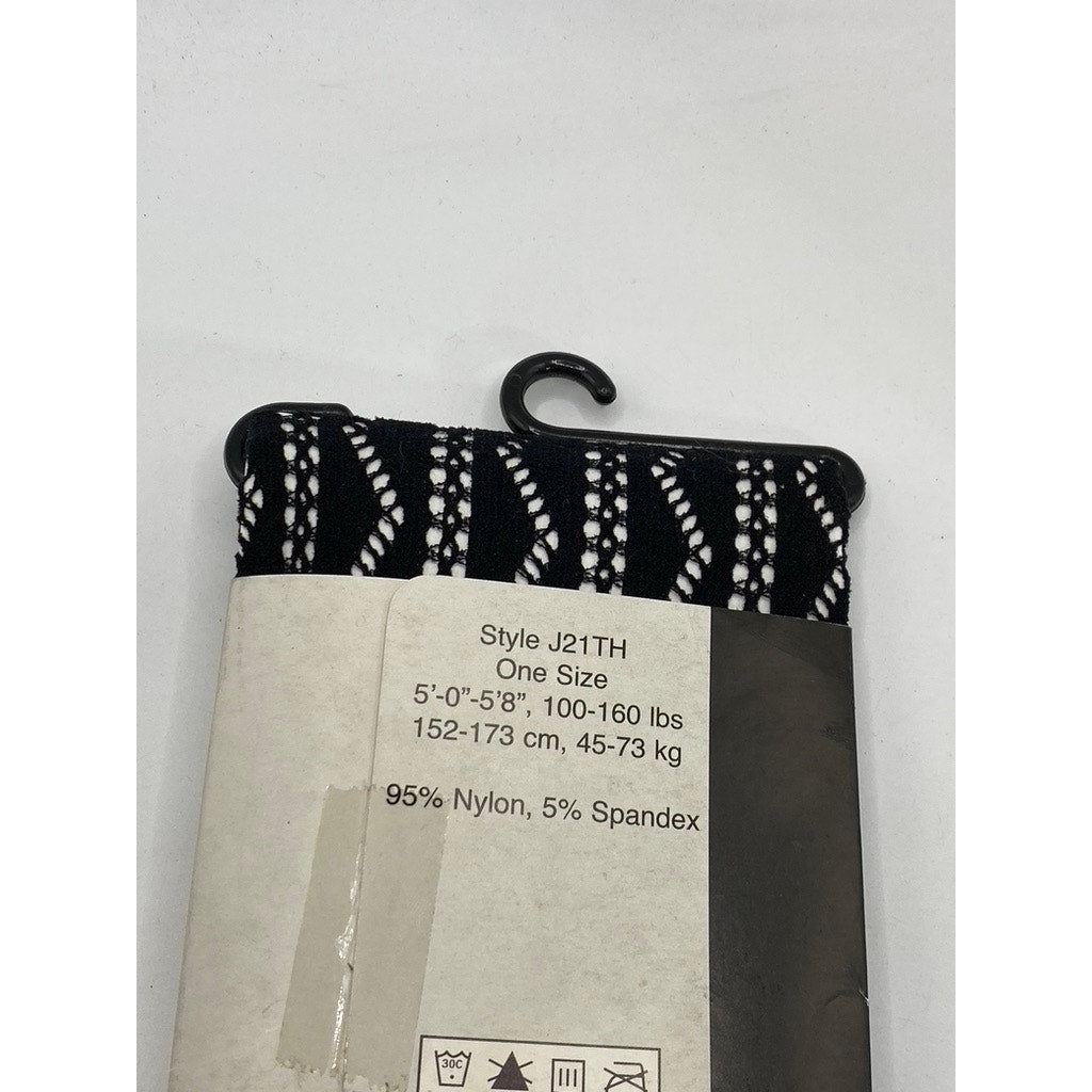 FOOT TRAFFIC Women's Black Cutout Stretch Pull-On Knee High Socks SZ OS