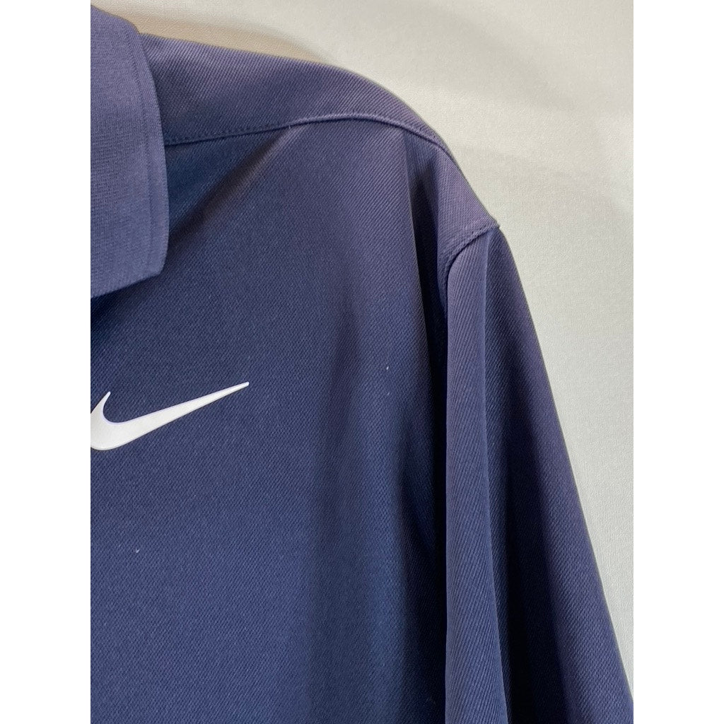 NIKE Men's Navy Dri-Fit Standard-Fit Victory Short Sleeve Swoosh Polo Shirt SZ M