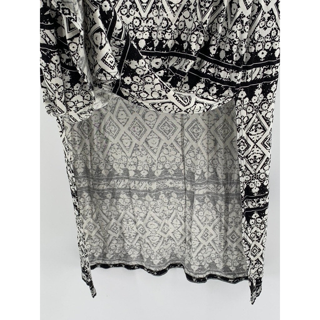 A.N.A A NEW APPROACH Women’s Black-White Geo Print Side-Slit Maxi Skirt SZ M